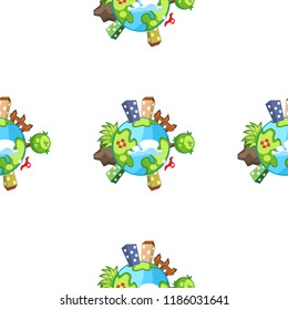 Cartoon vector earth planet seamless pattern