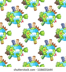 Cartoon vector earth planet seamless pattern
