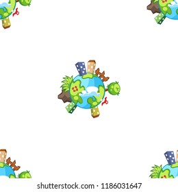Cartoon vector earth planet seamless pattern