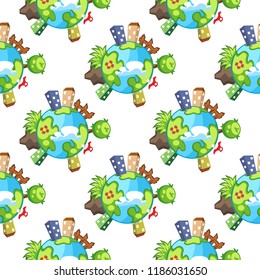 Cartoon vector earth planet seamless pattern