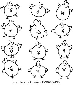 Cartoon Vector Easter Chick Bird Illustrations