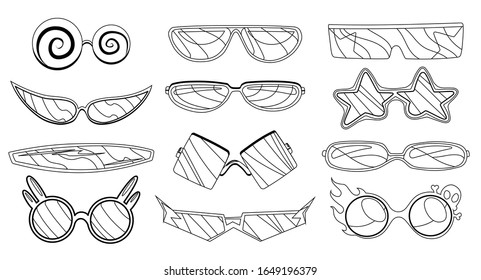 Cartoon vector eyeglasses or sunglasses in stylish