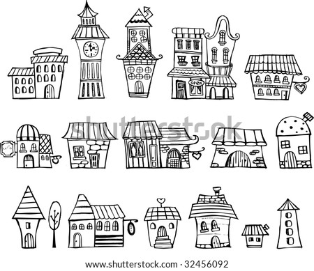 Cartoon vector fairy tale drawing houses. Series separate lodge.