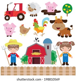Cartoon vector farm illustration