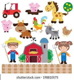 Cartoon vector farm illustration