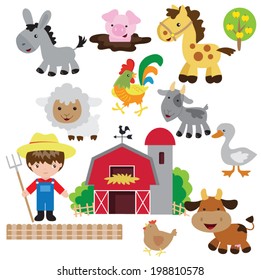 Cartoon vector farm illustration