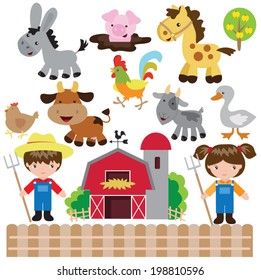 Ilustração de fazenda de vetor de desenhos animados