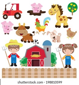 Cartoon vector farm illustration