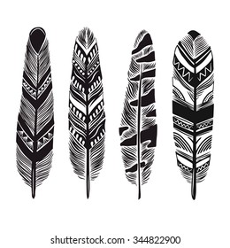 Cartoon vector feathers.