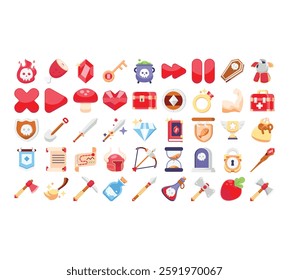Cartoon vector flat game icon set . Armor and equipment . Game icon GUI for app games user interface. Vector illustration
