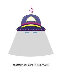 Cartoon vector flat illustration with a alien ship.
