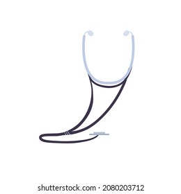 Vector de dibujos animados dispositivo médico plano estetoscopio aislado en la prevención de enfermedades de fondo vacías, diagnóstico, tratamiento médico y concepto de terapia, banner y diseño del sitio web