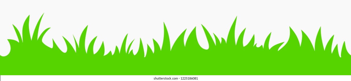 Cartoon vector flat simple style illustration of green grass contour seamless silhouette - graphic element for your text or design