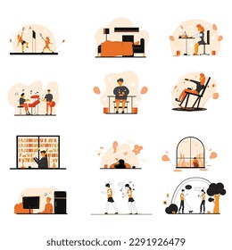 cartoon vector flat style minimal sticker