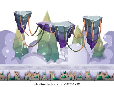 cartoon vector floating island background with separated layers for game art and animation game design asset in 2d graphic