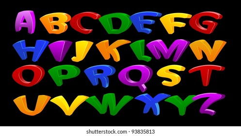 Cartoon vector font, full alphabet