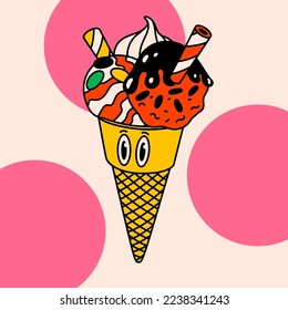 Cartoon vector funny Comic cards. Crazy cartoons Abstract vector collection