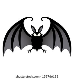 Cartoon Vector Funny Cute Black Bat Isolated