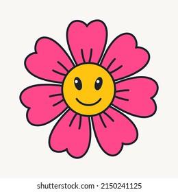 Cartoon vector funny cute Comic characters, daisy flower.