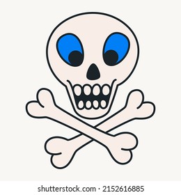 Cartoon vector funny cute Comic characters, scull