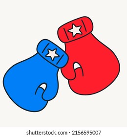 Cartoon vector funny cute Comic characters, boxing gloves.