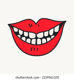 Cartoon vector funny cute Comic characters, smiling mouth.