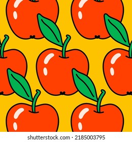 Cartoon vector funny cute Comic characters, red apple.