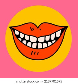 Cartoon vector funny cute Comic characters, smiling mouth.