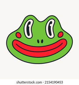 Cartoon vector funny cute frog Comic character.