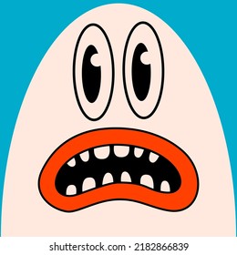 Cartoon Vektorgrafik lustige süße Monster Gesicht Comic Charakter.