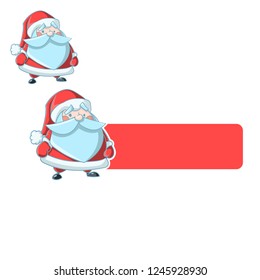 cartoon vector funny Santa Clause with red shield for text