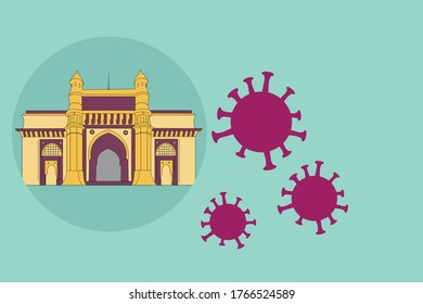 Un vector de dibujos animados de la entrada de India durante la pandemia de Covid