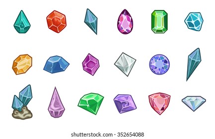Cartoon vector gems and diamonds