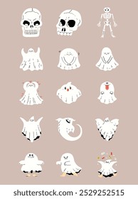 cartoon vector of ghost illustration isolated on light grey background.