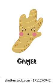Cartoon vector ginger. Flat style. Excellent for the design of postcards, posters, stickers and so on.