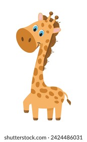 Cartoon vector giraffe.  Cute giraffe on white background.