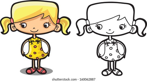 Cartoon Vector Girl Coloring Book Stock Vector (Royalty Free) 160062887 ...