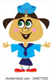 cartoon vector girl sailor on white background