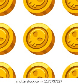 Cartoon vector gold coin seamless pattern