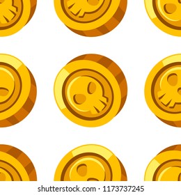 Cartoon vector gold coin seamless pattern