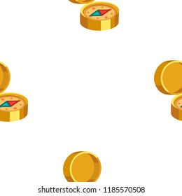 Cartoon vector gold compass seamless pattern