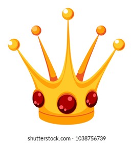Cartoon vector gold crown with ruby