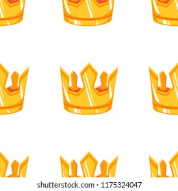 Cartoon vector gold crown seamless pattern