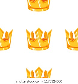 Cartoon vector gold crown seamless pattern