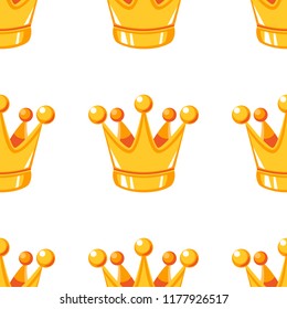 Cartoon vector gold crown seamless pattern