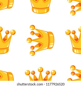 Cartoon vector gold crown seamless pattern