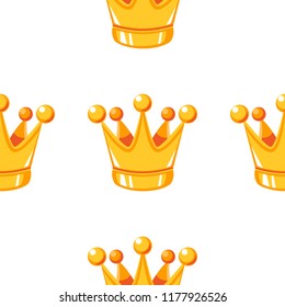 Cartoon vector gold crown seamless pattern