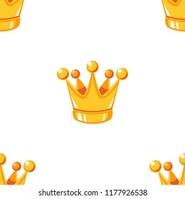 Cartoon vector gold crown seamless pattern
