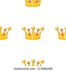 Cartoon vector gold crown seamless pattern