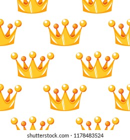 Cartoon vector gold crown seamless pattern